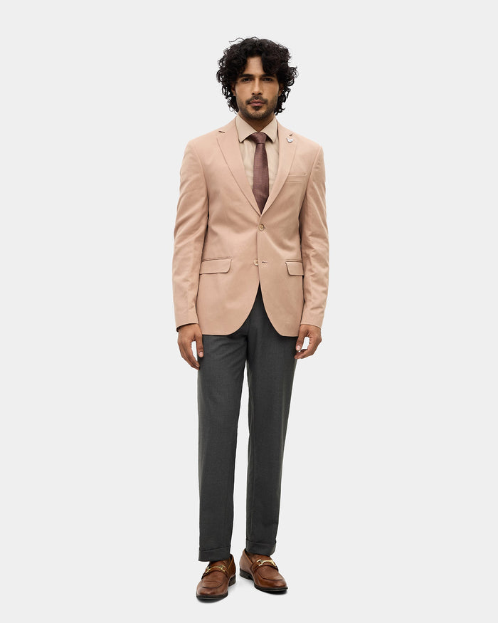 Peach Solid Blazer - Mahiko