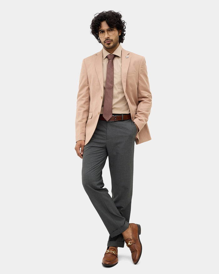 Peach Solid Blazer - Mahiko
