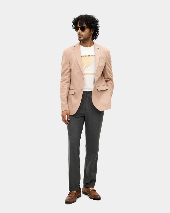 Peach Solid Blazer - Mahiko
