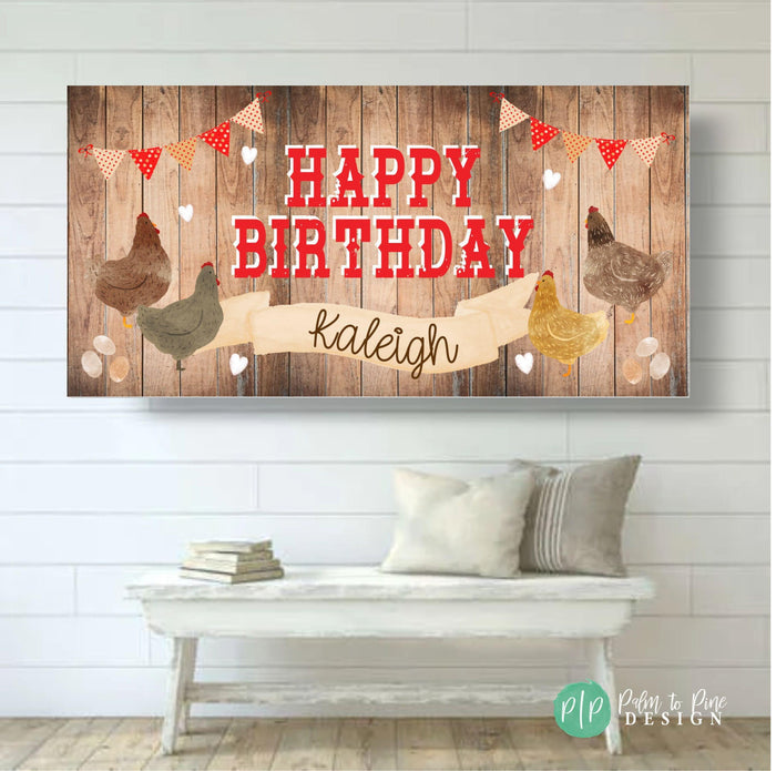 Personalized Chicken Birthday Banner