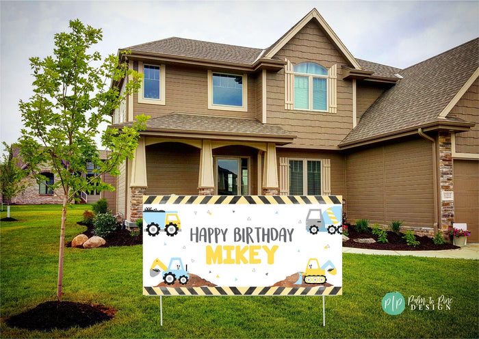 Personalized Construction Birthday Banner