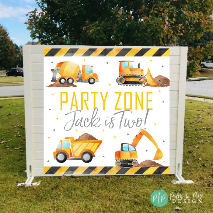 Personalized Construction Birthday Party Banner