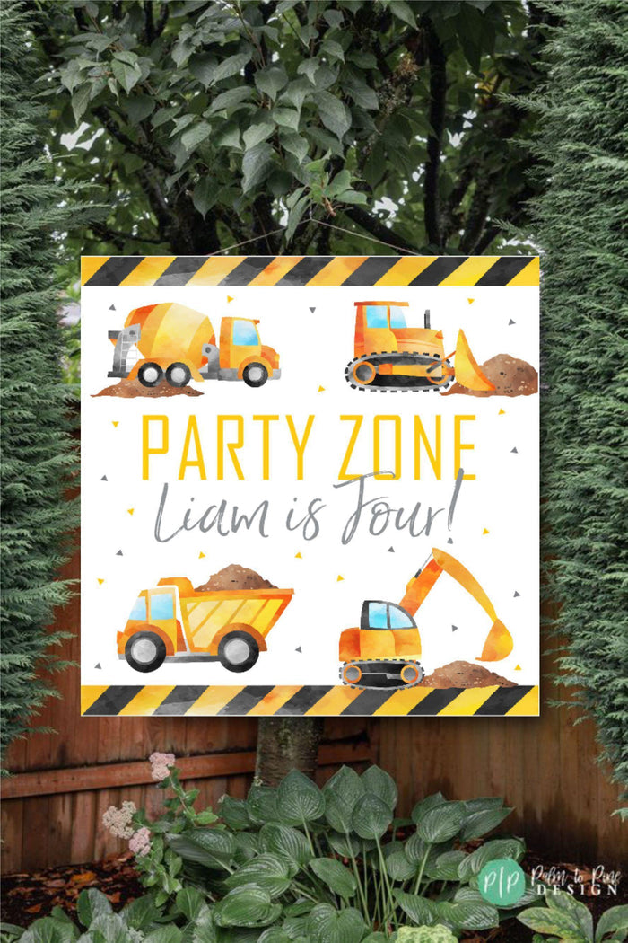 Personalized Construction Birthday Party Banner
