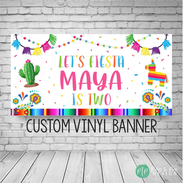 let's fiesta personalized colorful birthday banner for kids