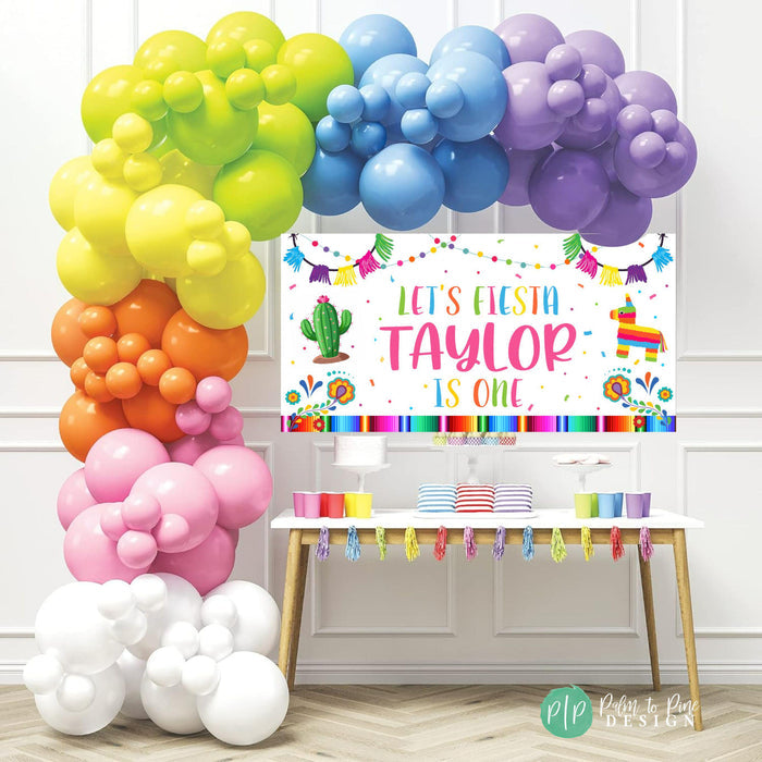 personalized bright color fiesta birthday banner for kids or adults
