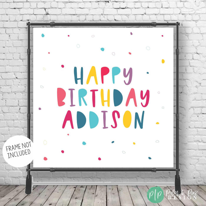 Personalized Girls Happy Birthday Backdrop