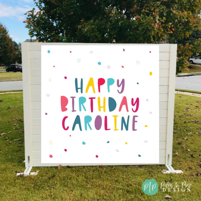 Personalized Girls Happy Birthday Backdrop