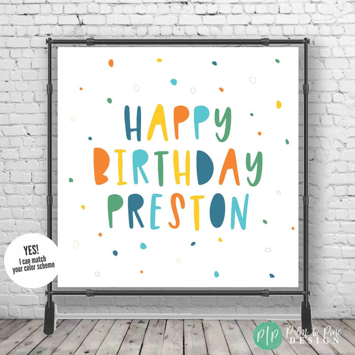 Personalized Girls Happy Birthday Backdrop