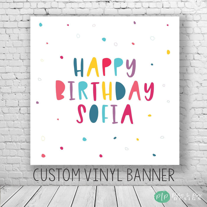 Personalized Girls Happy Birthday Backdrop
