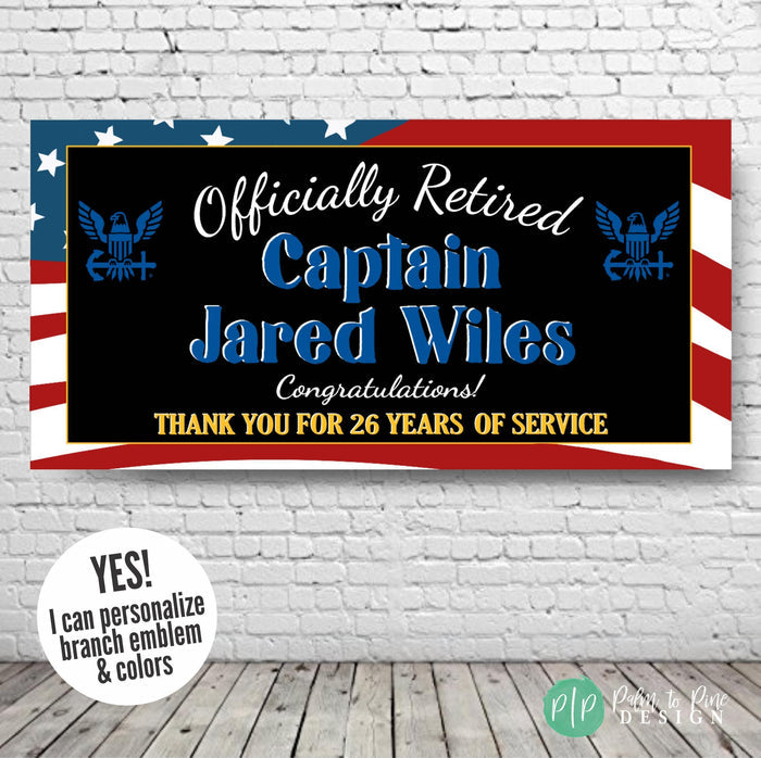 Military Retirement Banner for patriotic retired party