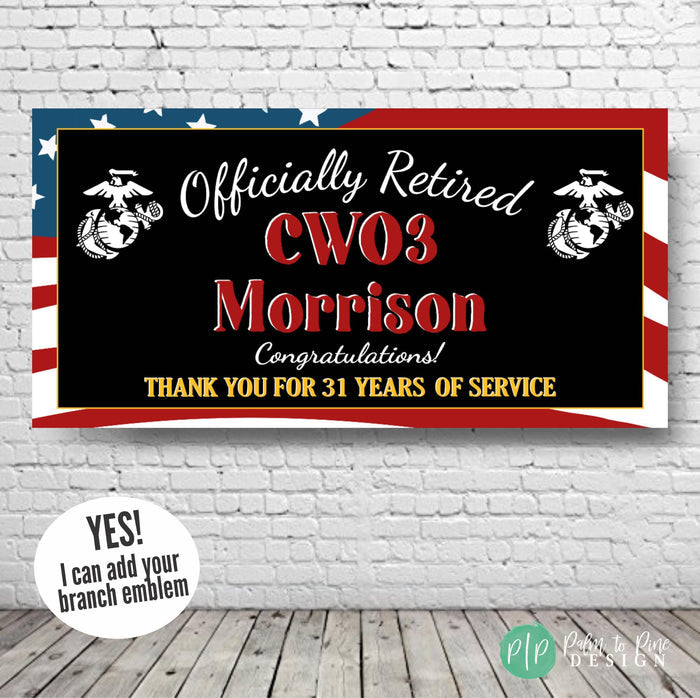 Retirement Banner for military servicemen