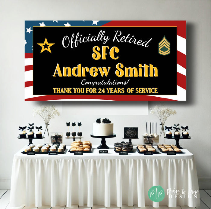 Military Retirement backdrop for retired party