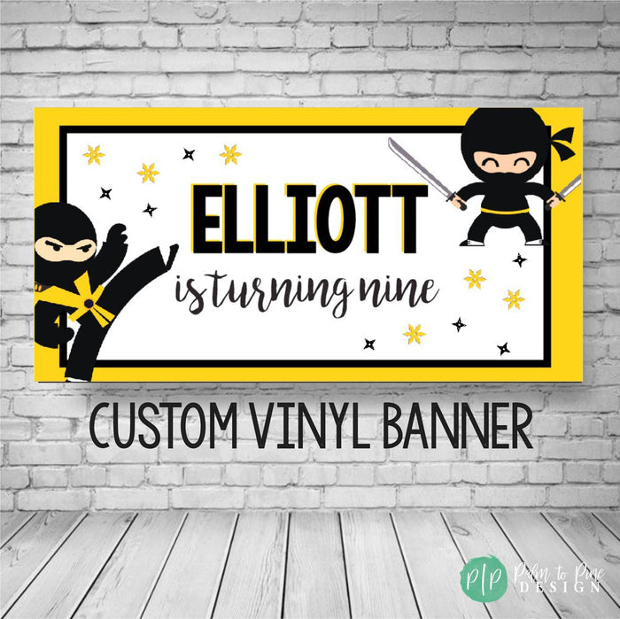 Personalized Ninja Birthday Vinyl Banner