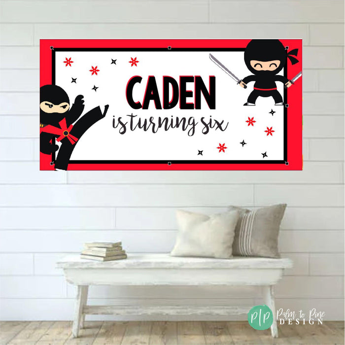 Personalized Ninja Birthday Vinyl Banner