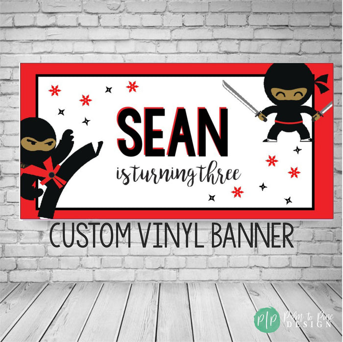 Personalized Ninja Birthday Vinyl Banner