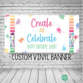 art birthday banner for girls with rainbow color pallet clipart