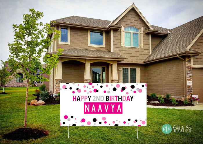 Personalized Polka Dot Birthday Vinyl Banner