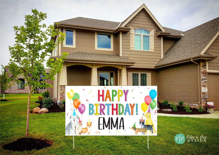 Personalized Puppy Dog Birthday Banner