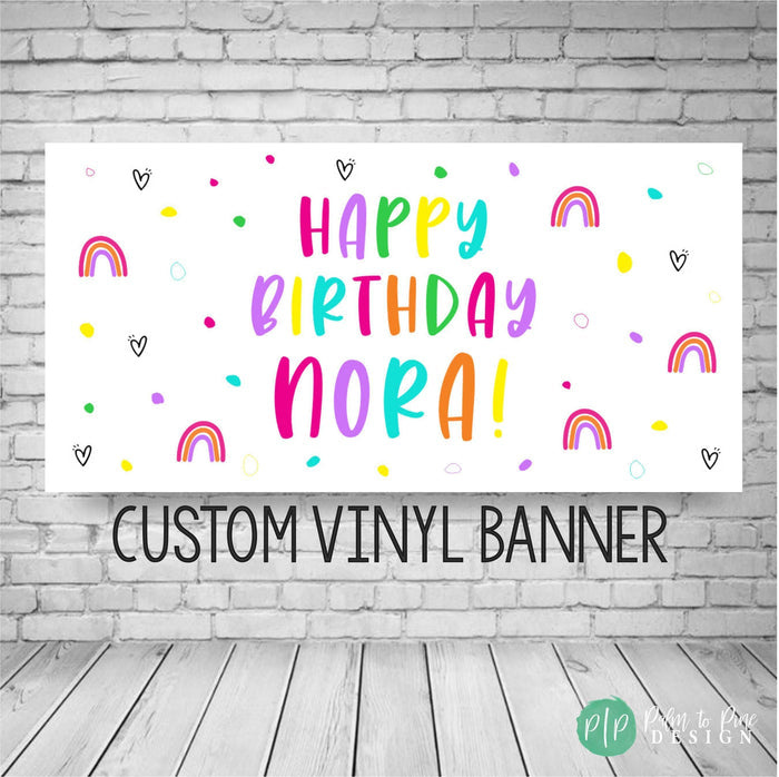 Rainbow girls birthday banner for tweens