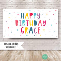 Rainbow Polka Dot Girls Birthday Banner, with custom colors available