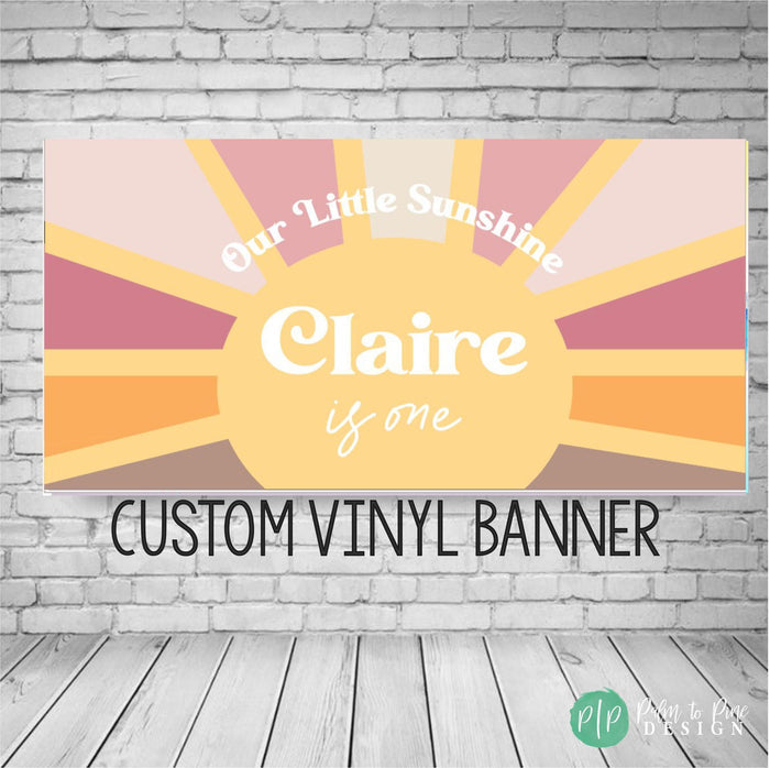 Personalized Sunshine First Birthday Banner