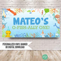 under the sea first birthday banner personalized with name