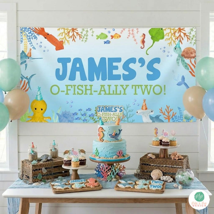 Under the Sea 2nd birthday banner for boys