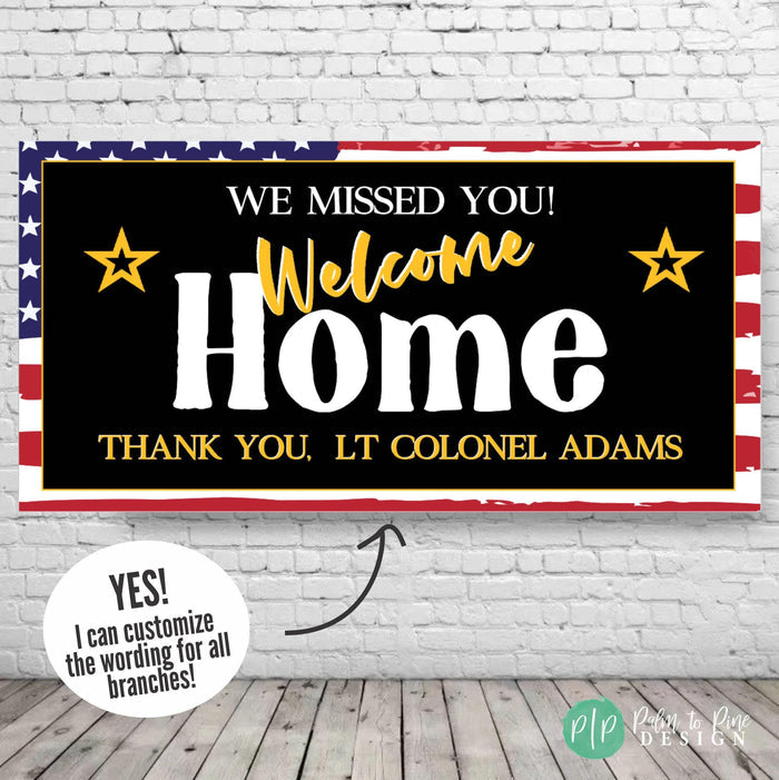 Personalized US Military Welcome Home Banner