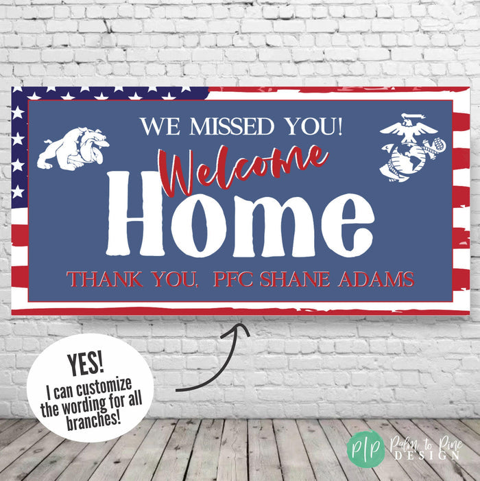 Personalized US Military Welcome Home Banner