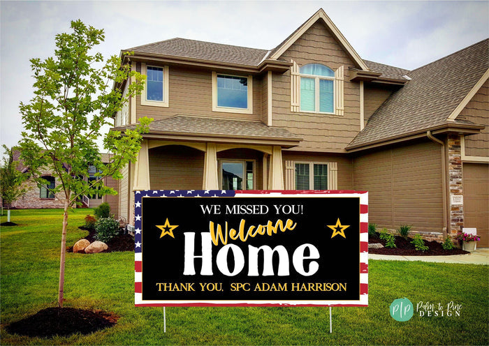 Personalized US Military Welcome Home Banner