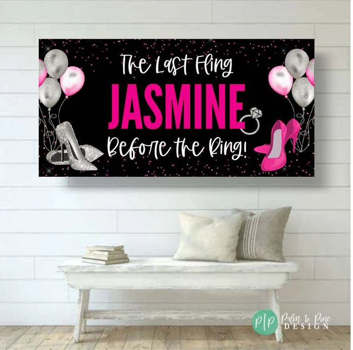 Pink and Silver Bachelorette Party Banner