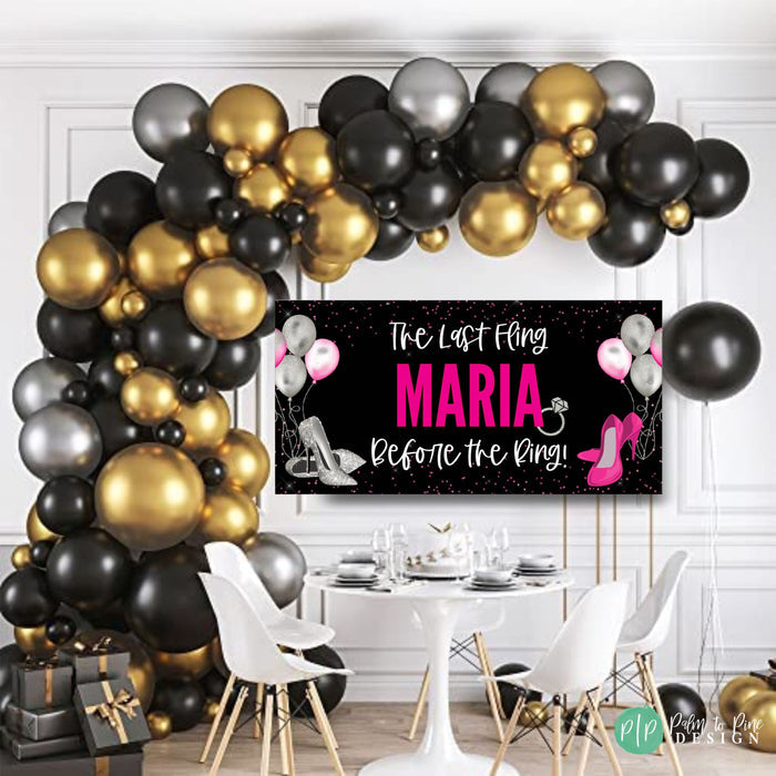Pink and Silver Bachelorette Party Banner