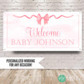 Pink Bow Theme Baby Shower Banner, personalized for any occasion