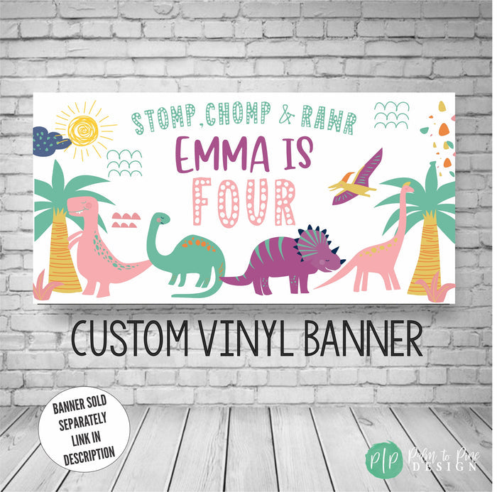 Pink Dinosaur Birthday Invitation