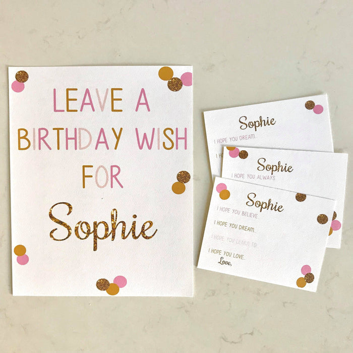 Pink & Gold Birthday Wish Cards