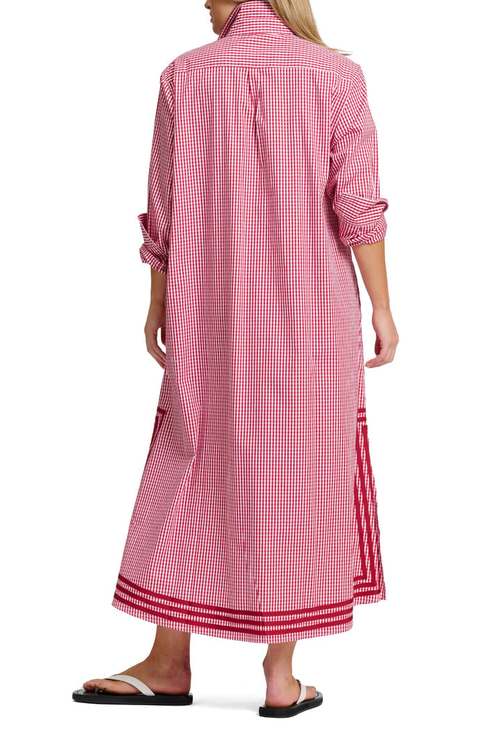 Pippa Longline Shirt Dress | Dark Red Gingham