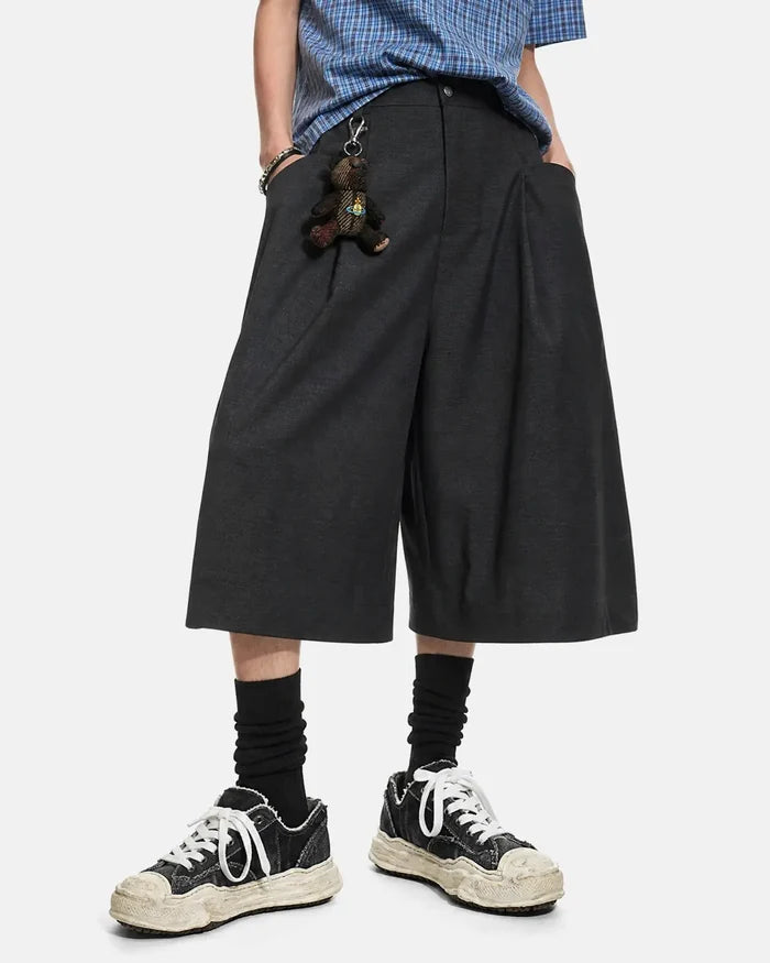Pleated Wide-Leg Tailored Shorts | Inflation Streetwear