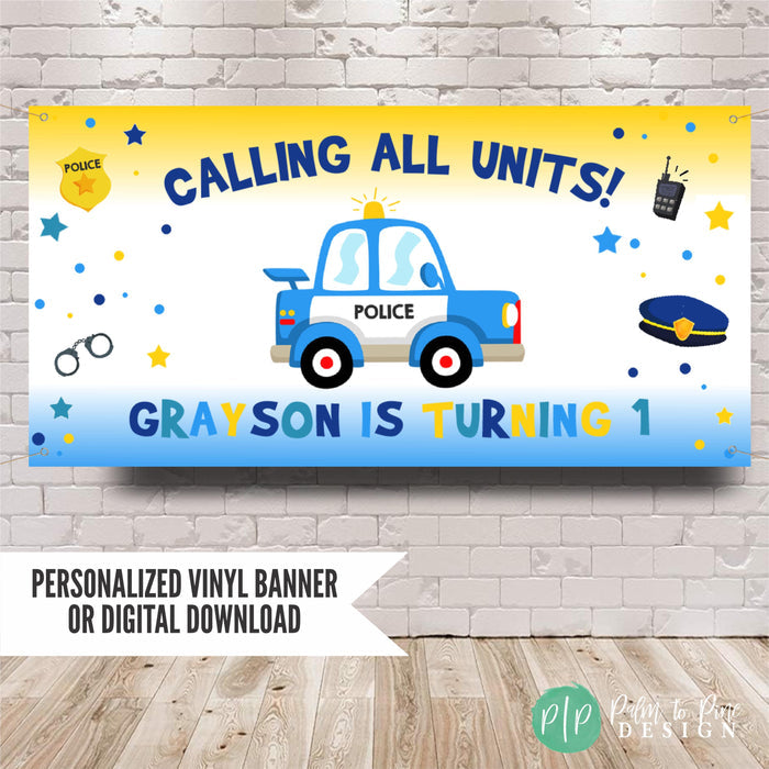 police birthday banner personalized for kids birthday