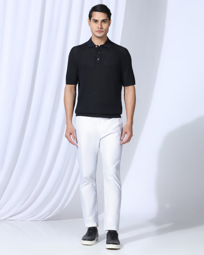 Polo Navy Textured T-Shirt - Mesh