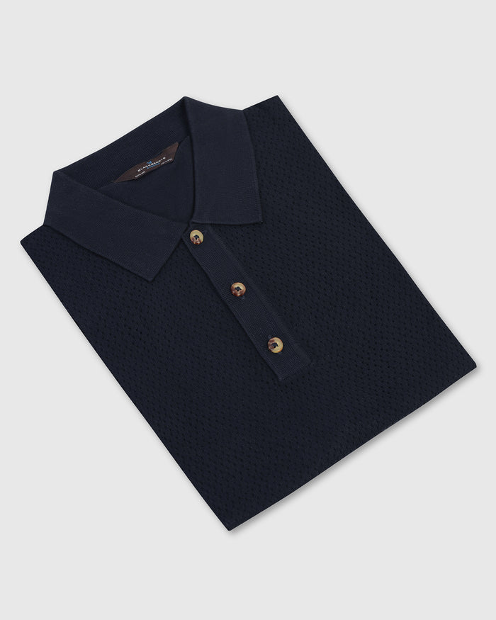 Polo Navy Textured T-Shirt - Mesh