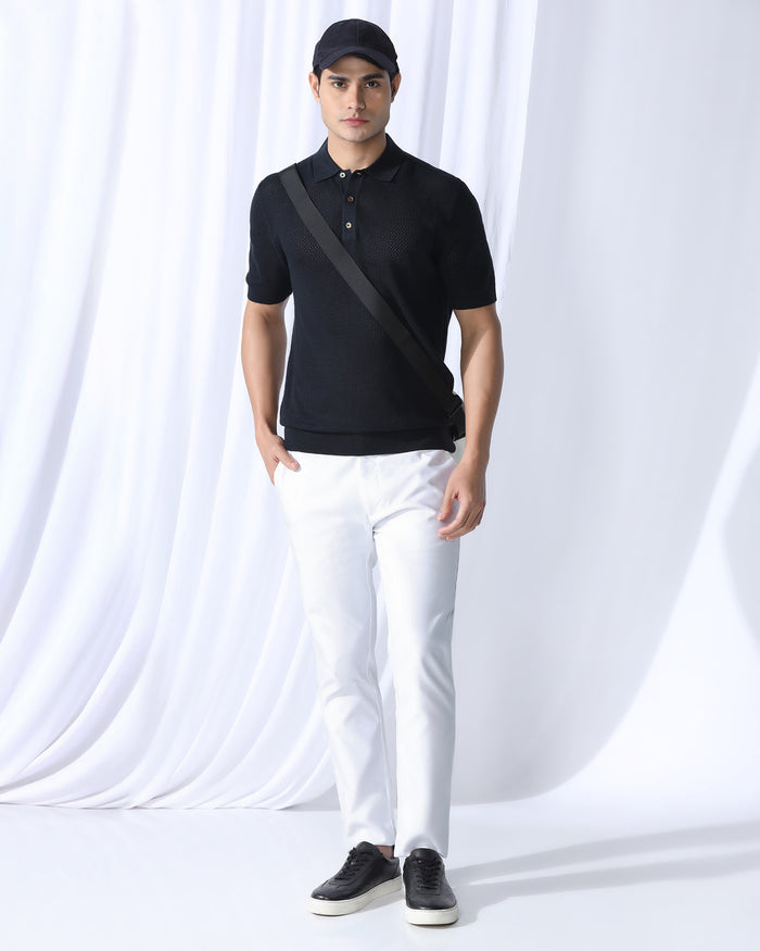 Polo Navy Textured T-Shirt - Mesh