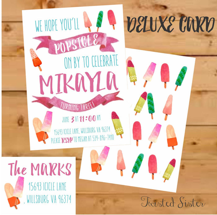 Popsicle Birthday Invitation “Popsicle On By”