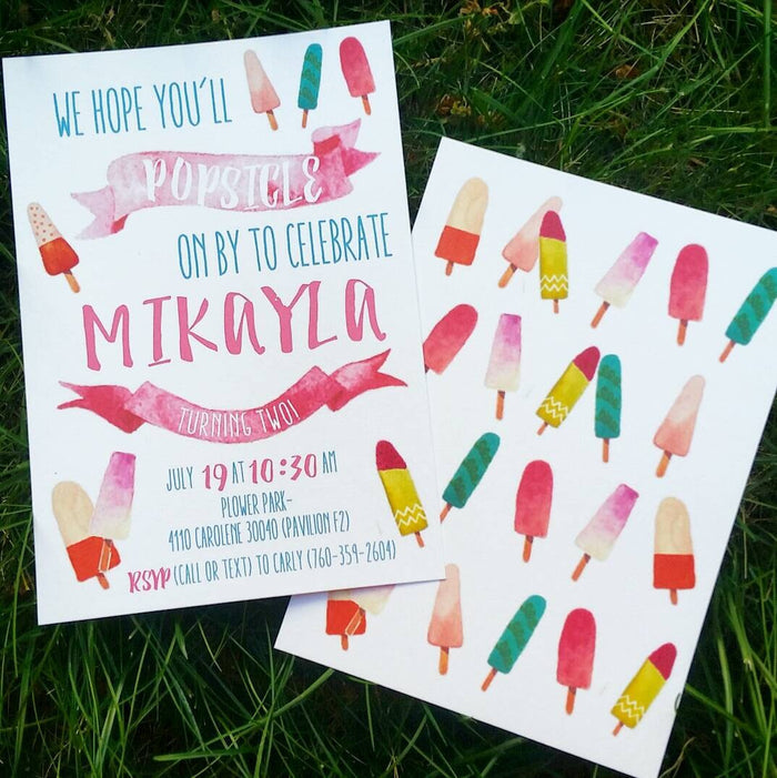 Popsicle Birthday Invitation “Popsicle On By”