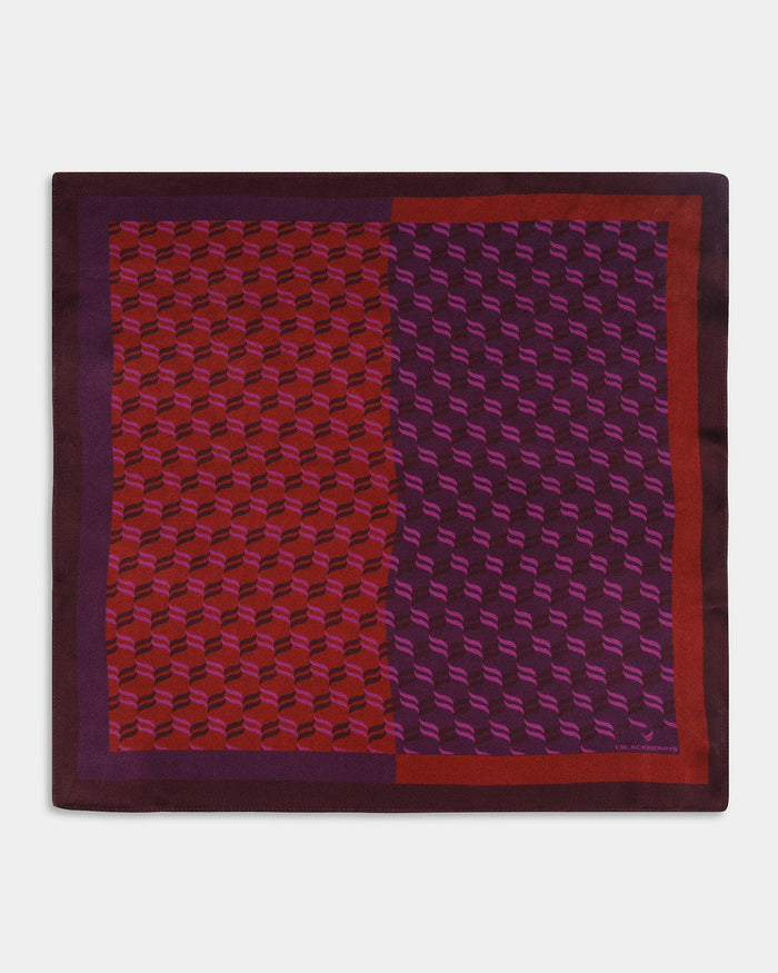 Purple Printed 100% Silk Pocket Square - Aloha
