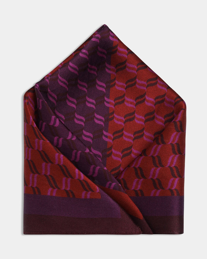 Purple Printed 100% Silk Pocket Square - Aloha