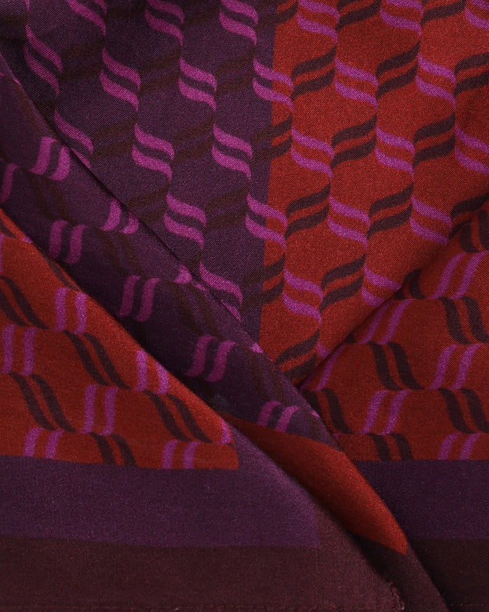 Purple Printed 100% Silk Pocket Square - Aloha
