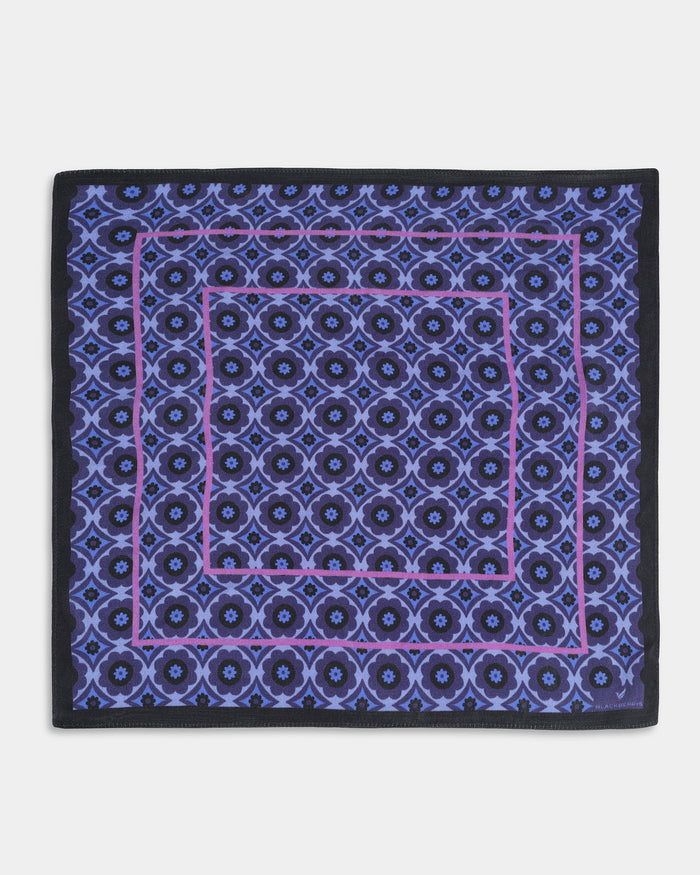 Purple Printed 100% Silk Pocket Square - Amour