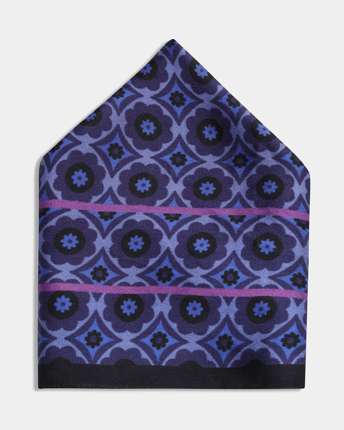 Purple Printed 100% Silk Pocket Square - Amour