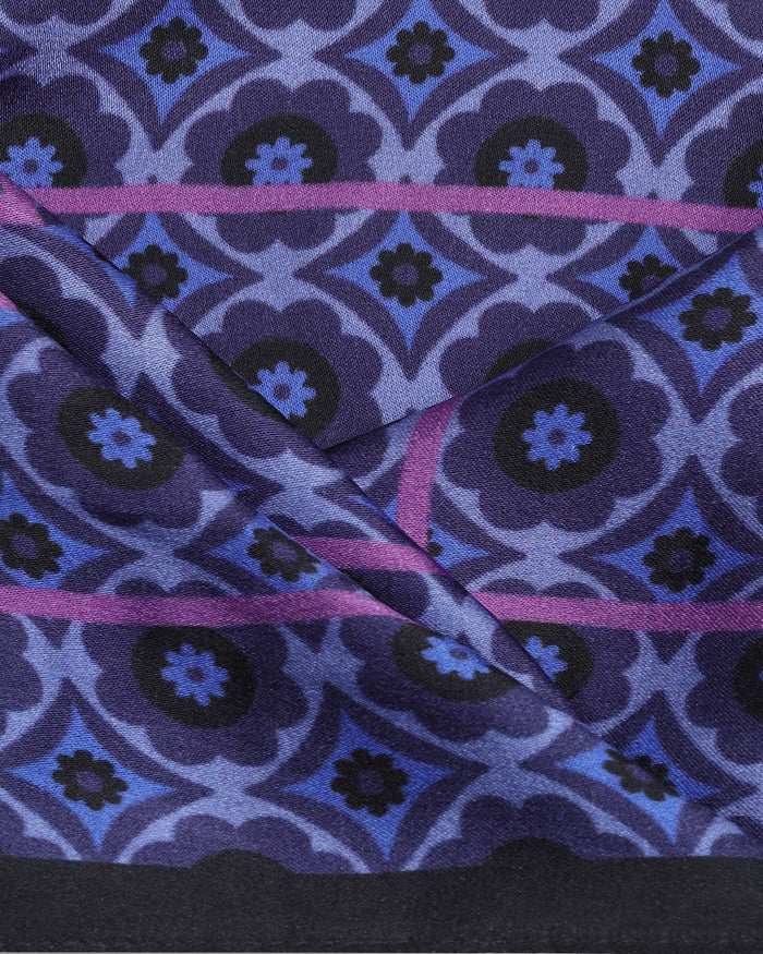 Purple Printed 100% Silk Pocket Square - Amour