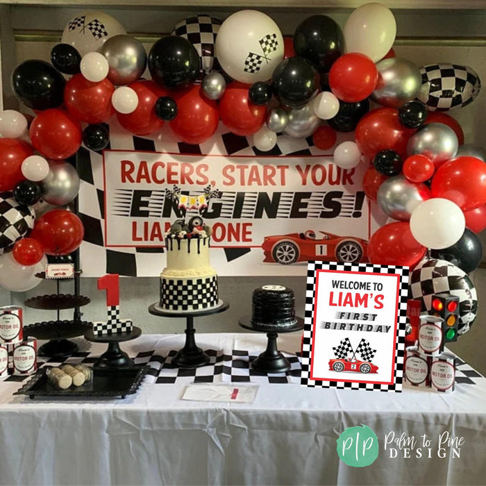 Racecar Birthday Party Backdrop